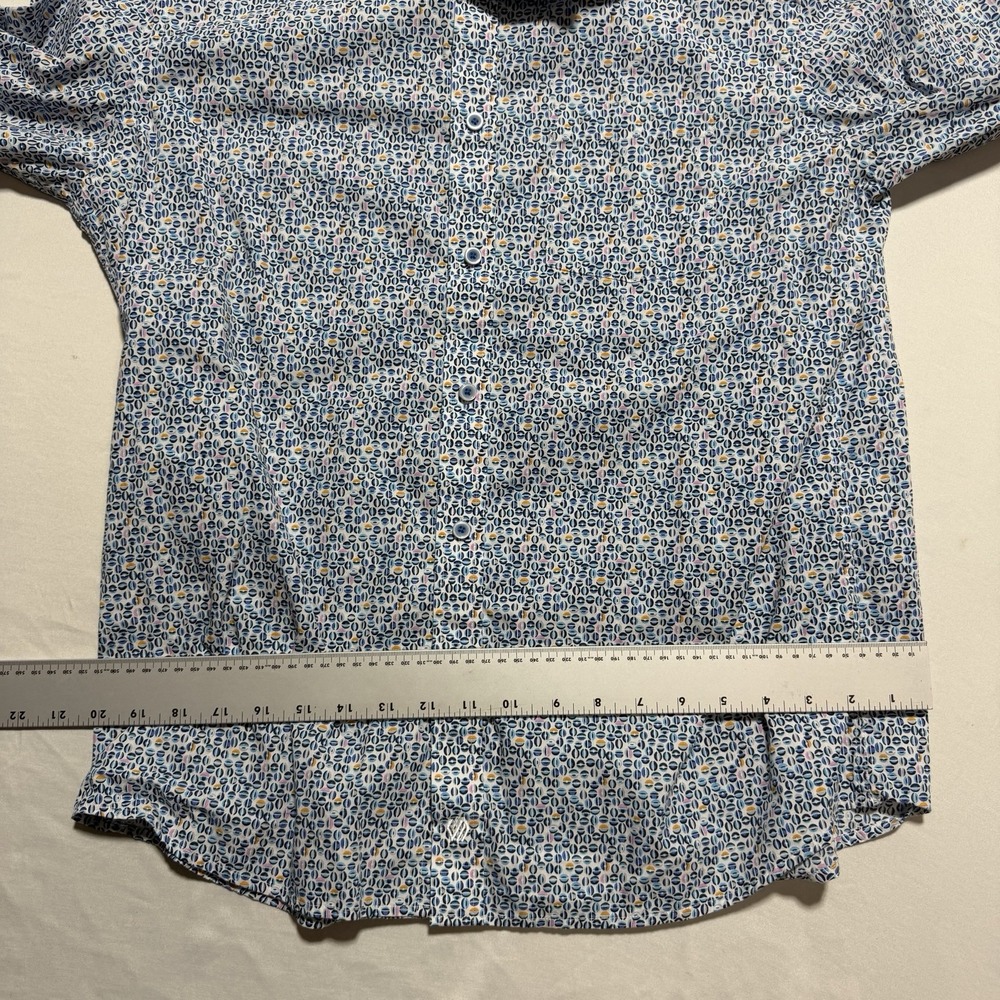 Johnston & Murphy Long Sleeve Button Down Shirt Mens L Blue Geometric Print - Picture 4 of 11